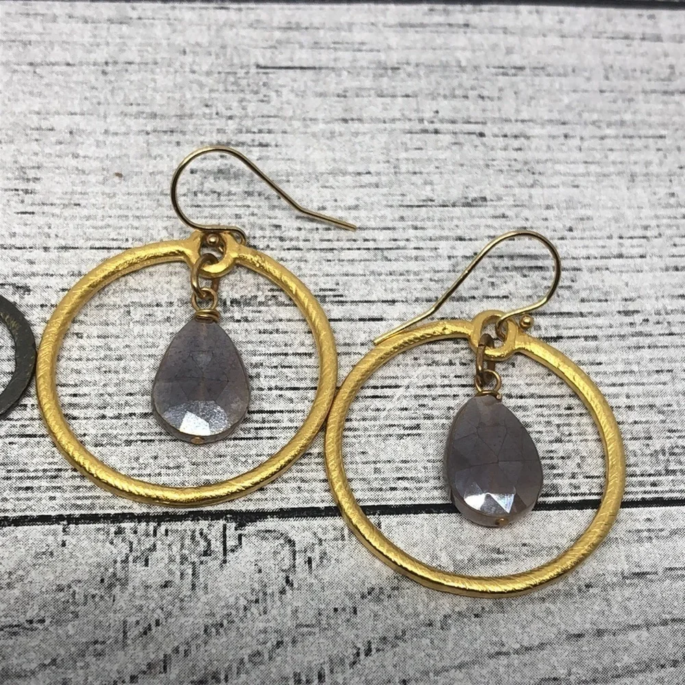 Modernist geometric earrings bundle gold plated hooks dangle drop trendy.